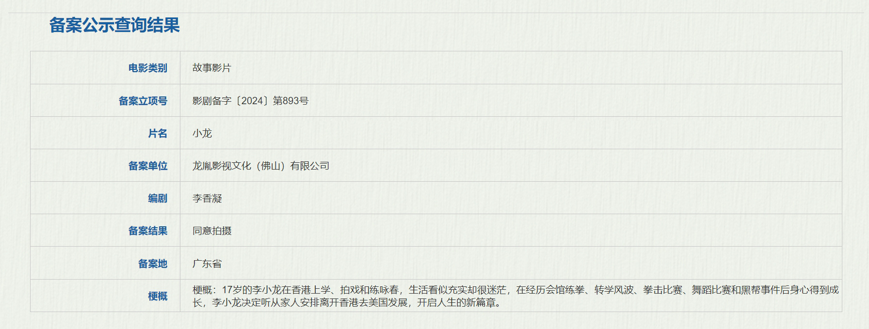 李小龙女儿为父亲撰写新电影！新片《小龙》立项  第2张