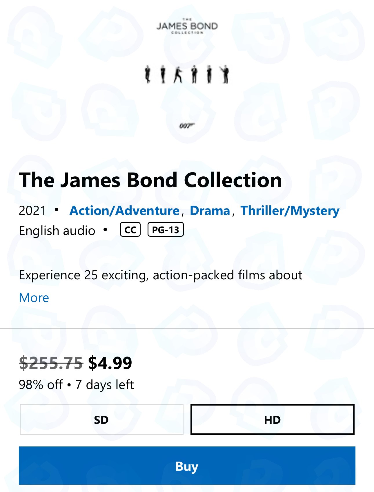 微软商店007电影合集误设折扣价 5美元集齐25部电影  第2张