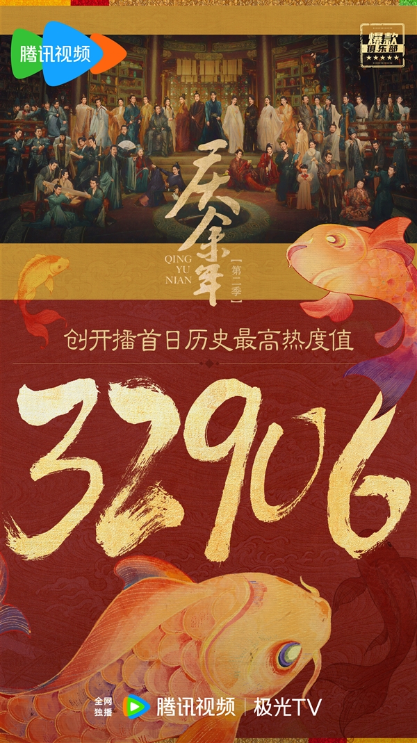 《庆余年2》开播首日站内热度值32906：破腾讯视频历史最高记录！