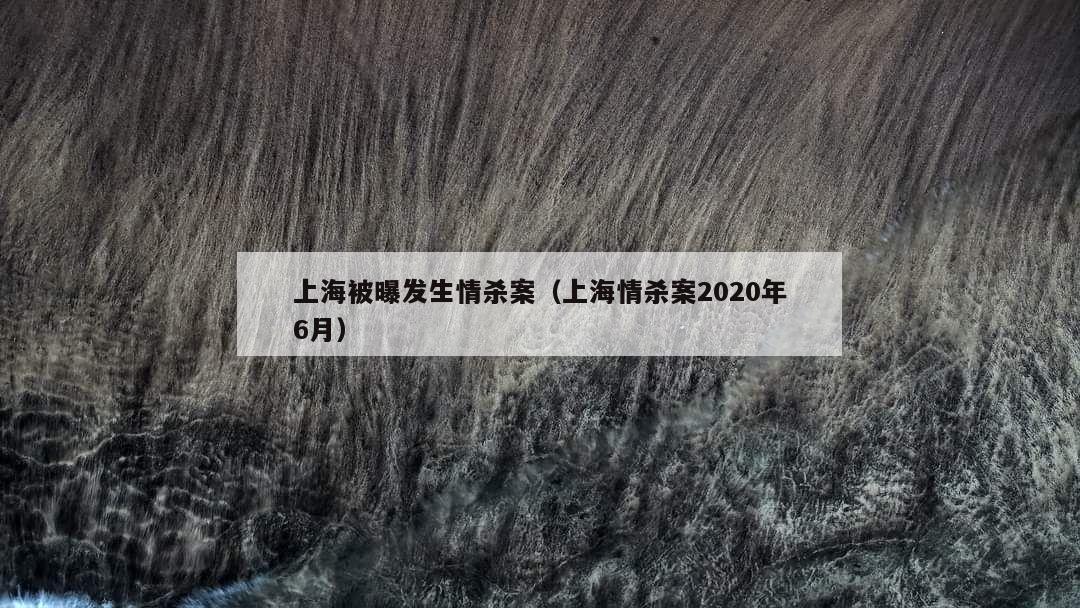 上海被曝发生情杀案（上海情杀案2020年6月）  第1张